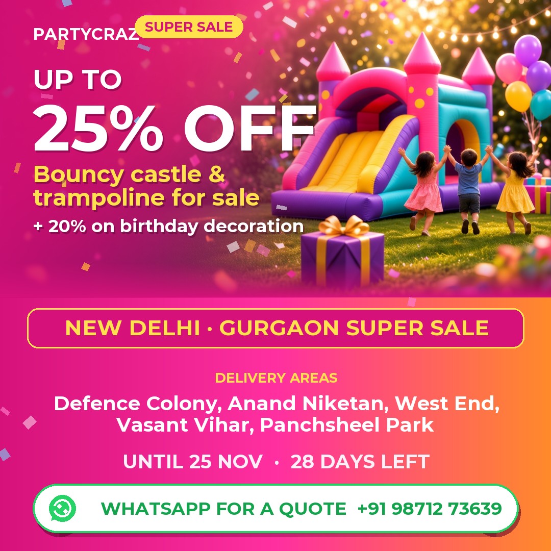SUPER SALE: Up to 25% off bouncy castle and trampoline SALE in New Delhi & Gurgaon
