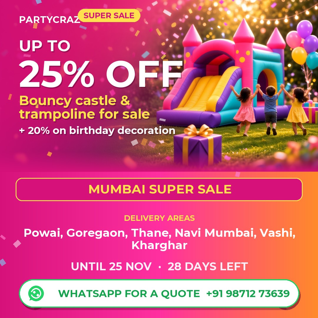 SUPER SALE: Up to 25% off bouncy castle and trampoline SALE in Mumbai