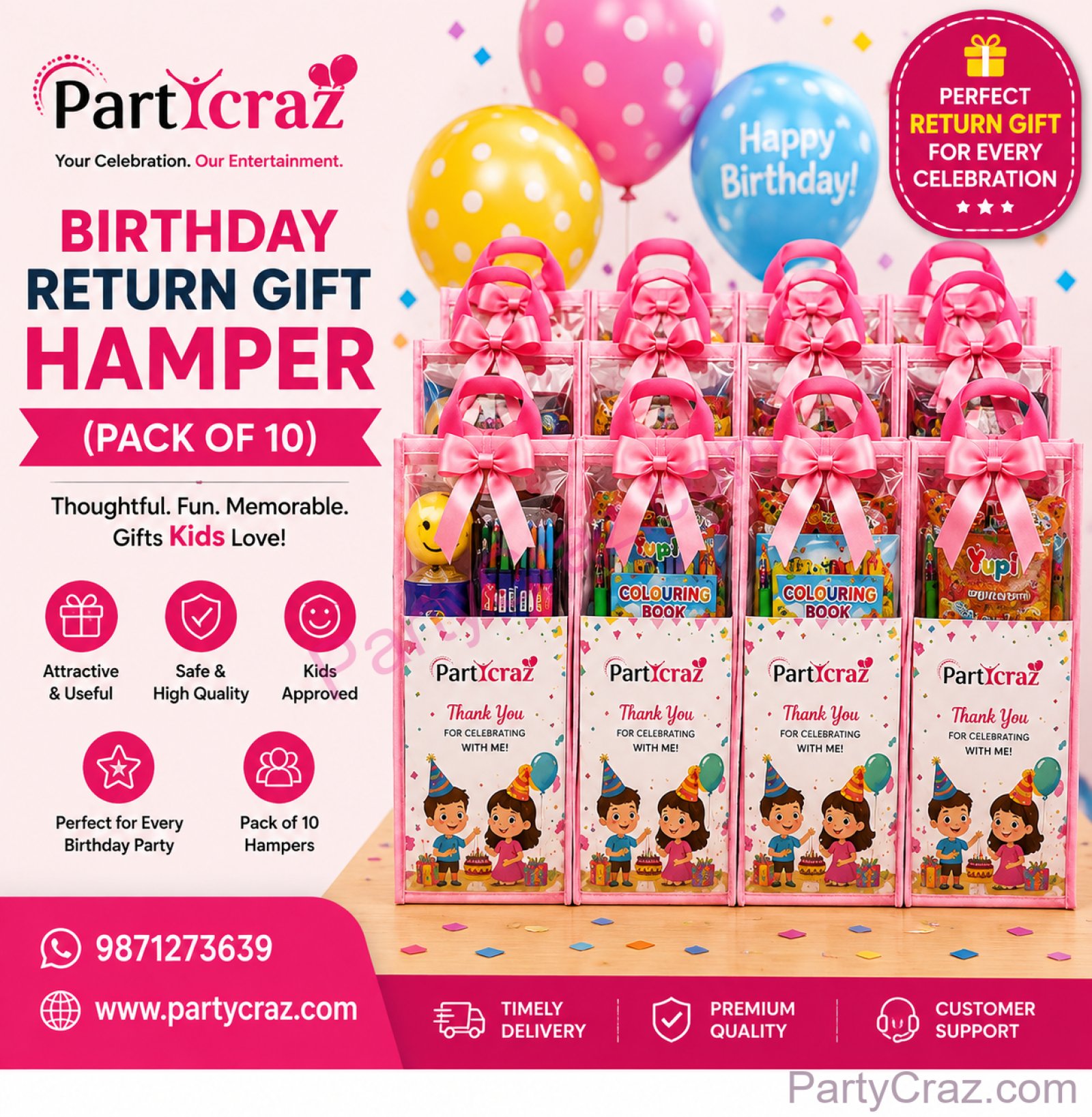 Birthday Return Gift Hamper (Pack of 10) in Delhi NCR — PartyCraz